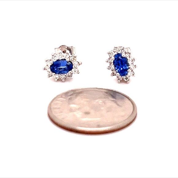 Natural Sapphire Diamond Stud Earrings 14k Gold 0.90 TCW Certified $2,450 215613 - Picture 4 of 9